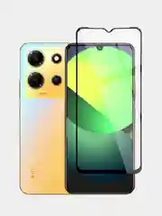 Прозрачный защитное стекло BROSCORP для Infinix Note 30i с олеофобным покрытием и черной рамкой