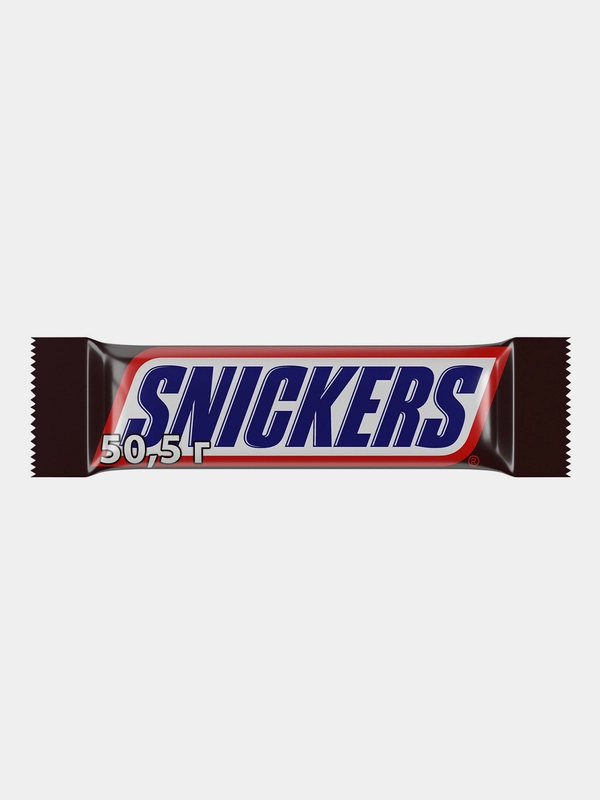 Шоколадный батончик Snickers, нуга, карамель, арахис, шоколад, стандарт, 50,5г