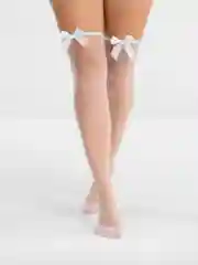 Белый эротические женские чулки с бантиком