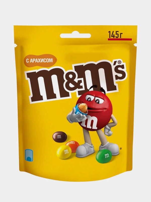 Драже M&Ms, с арахисом и молочным шоколадом, 145 г