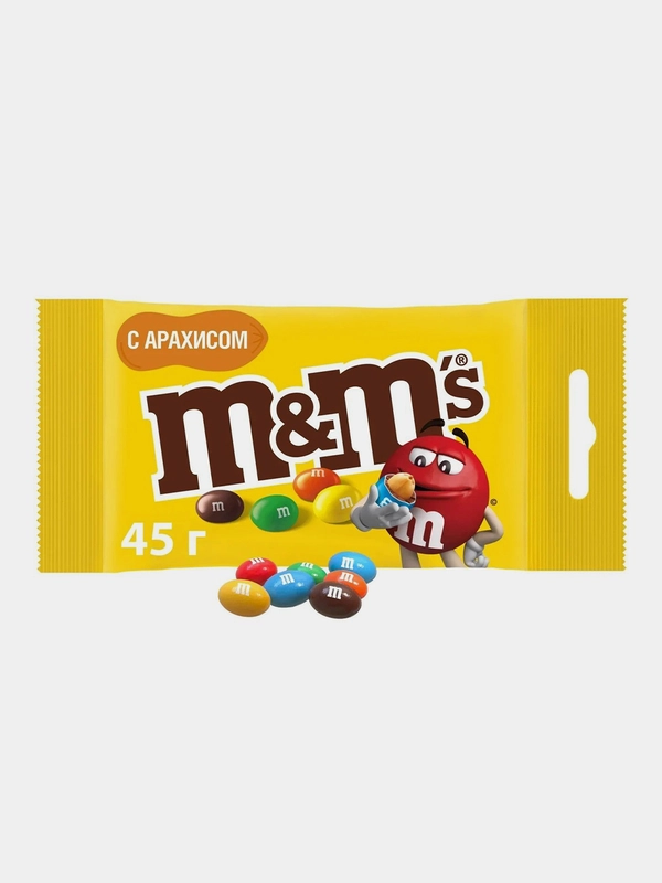 Драже M&Ms, с арахисом и молочным шоколадом, 45 г