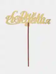 Желтый топпер для торта "С днем рождения", деревянный
