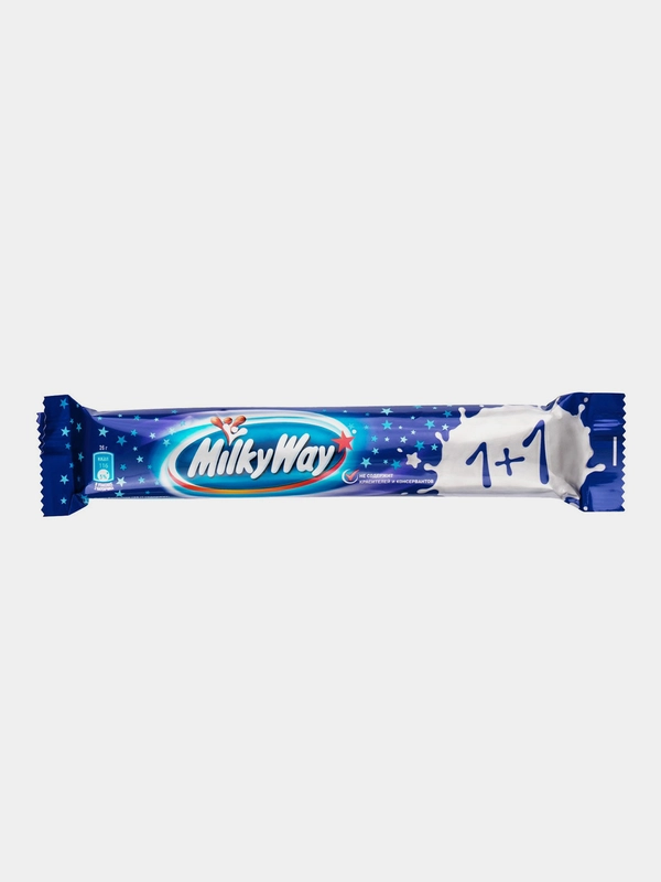 Шоколадный батончик Milky Way 1+1, нуга, молочный шоколад, 52 г