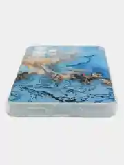 Голубой чехол на Samsung Galaxy A73 / Галакси А73 прозрачный, с рисунком, защита камеры