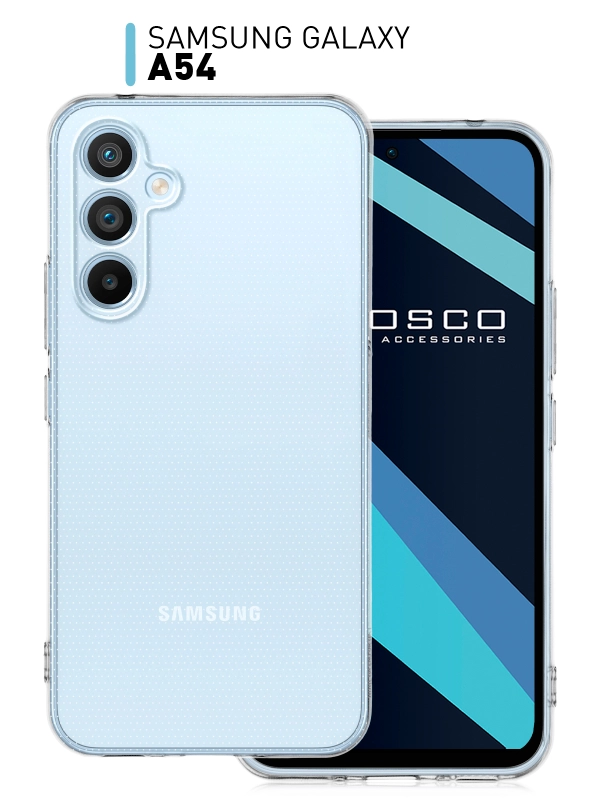 Чехол для Samsung Galaxy A54 силиконовый ROSCO прозрачный тонкий с бортиком защитой камер