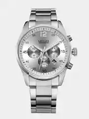 Серебряный мужские наручные часы Megir MS2010G, с хронографом, в подарочной упаковке