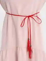 Алый пояс-канат женский, тонкий, с кисточками, пояс-шнурок на платье