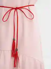 Алый пояс-канат женский, тонкий, с кисточками, пояс-шнурок на платье