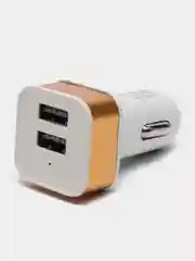 Золотой автомобильное зарядное устройство 2xUSB с индикатором 1А, 2.1А / Автомобильный адаптер