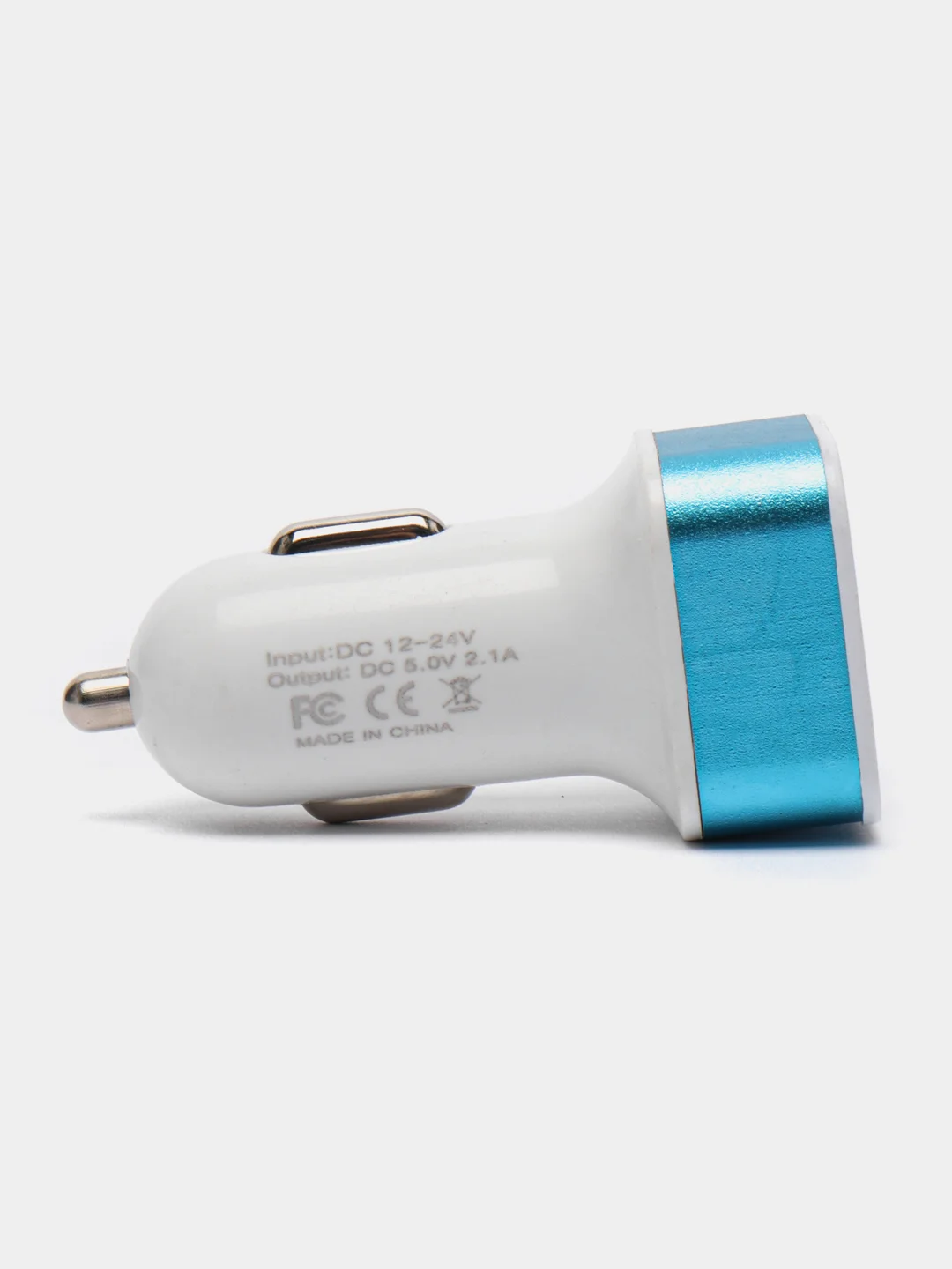 Лазурный автомобильное зарядное устройство 2xUSB с индикатором 1А, 2.1А / Автомобильный адаптер