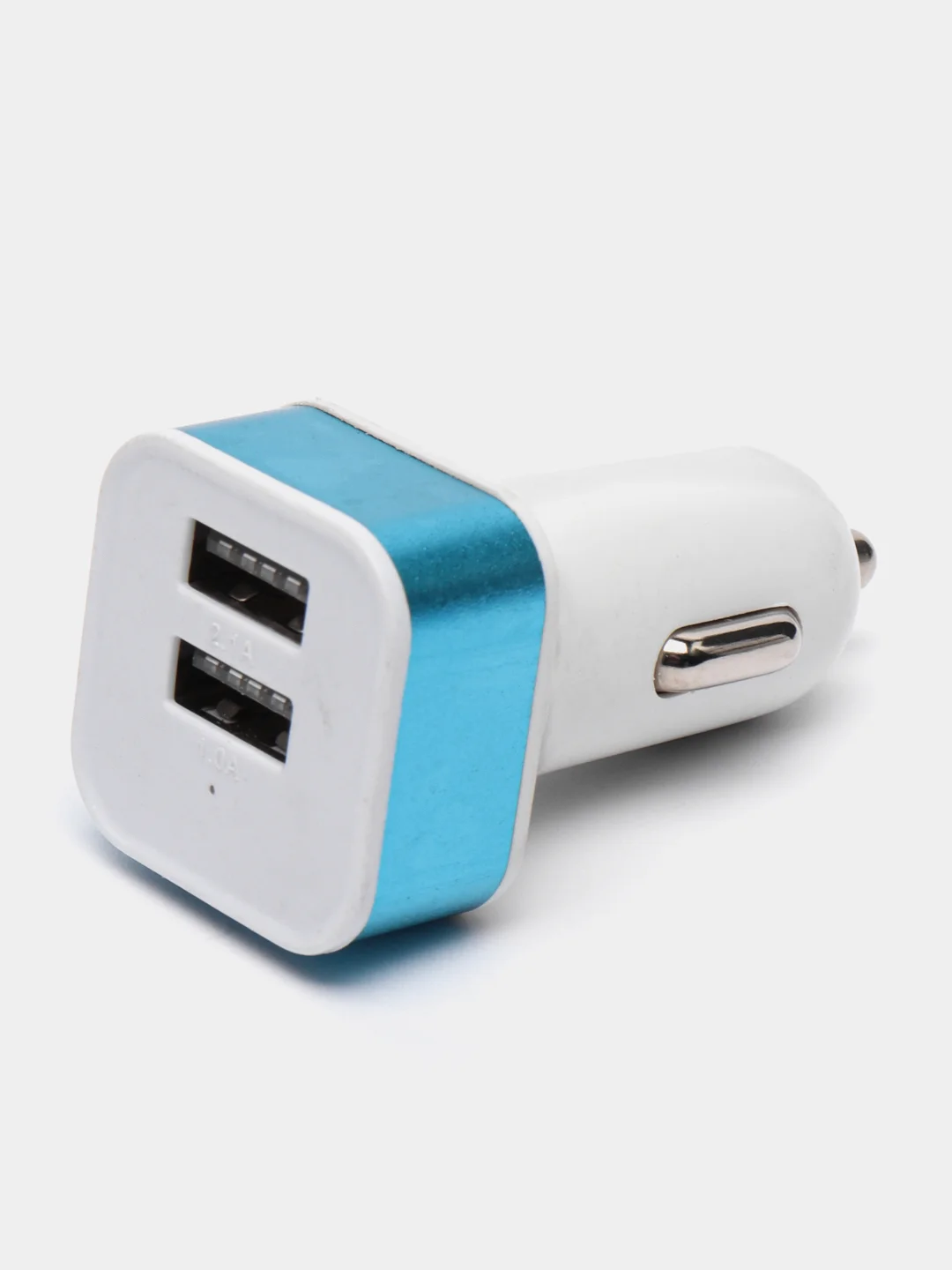 Лазурный автомобильное зарядное устройство 2xUSB с индикатором 1А, 2.1А / Автомобильный адаптер