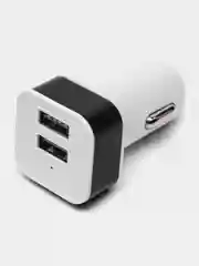 Черный автомобильное зарядное устройство 2xUSB с индикатором 1А, 2.1А / Автомобильный адаптер