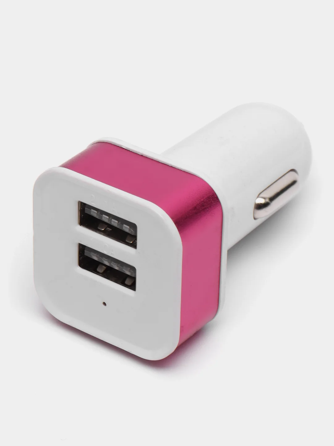 Вишнёвый автомобильное зарядное устройство 2xUSB с индикатором 1А, 2.1А / Автомобильный адаптер