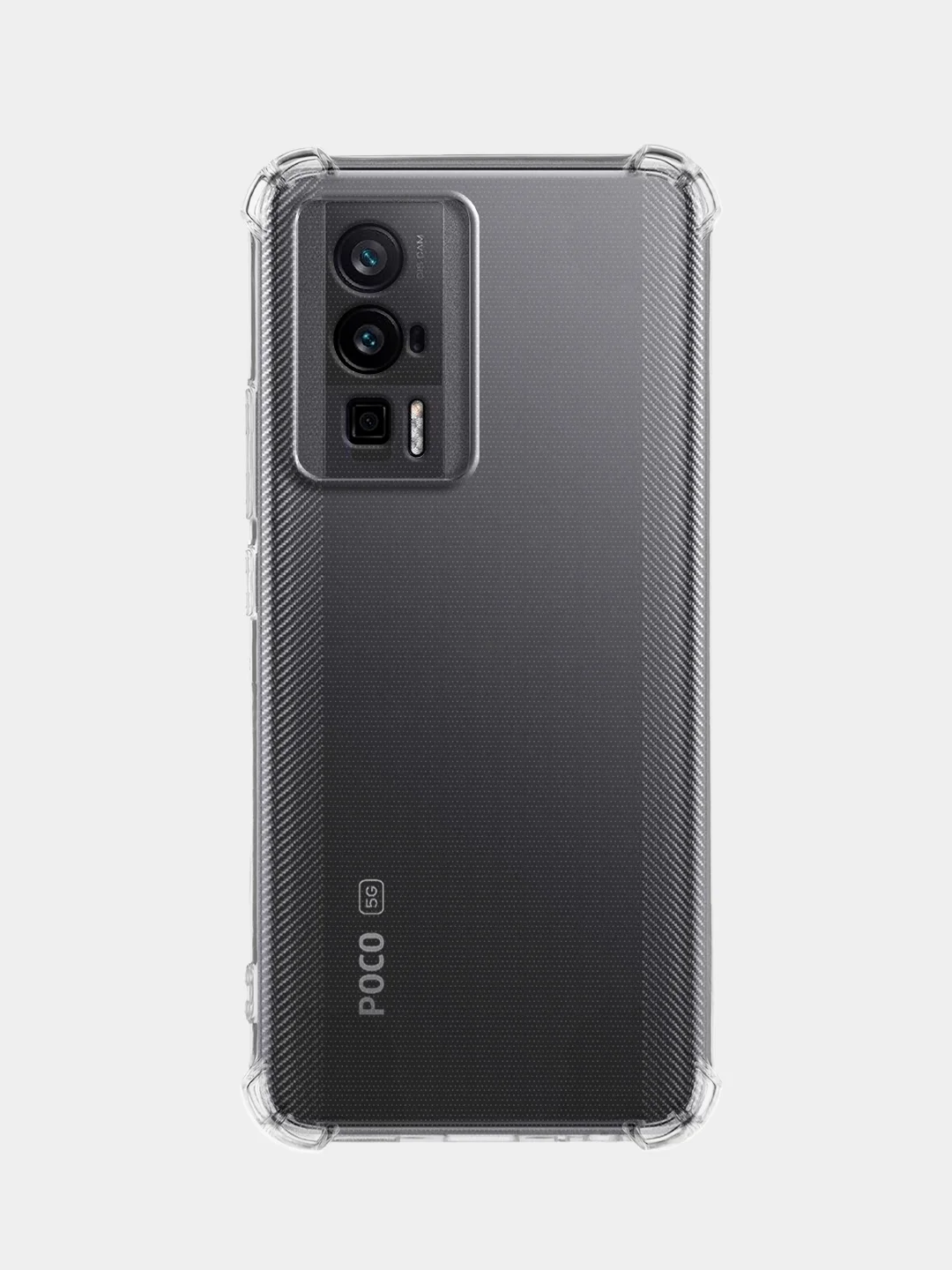 Прозрачный чехол для Xiaomi Poco F5 Pro противоударный силиконовый BROSCORP с защитой камер, углов