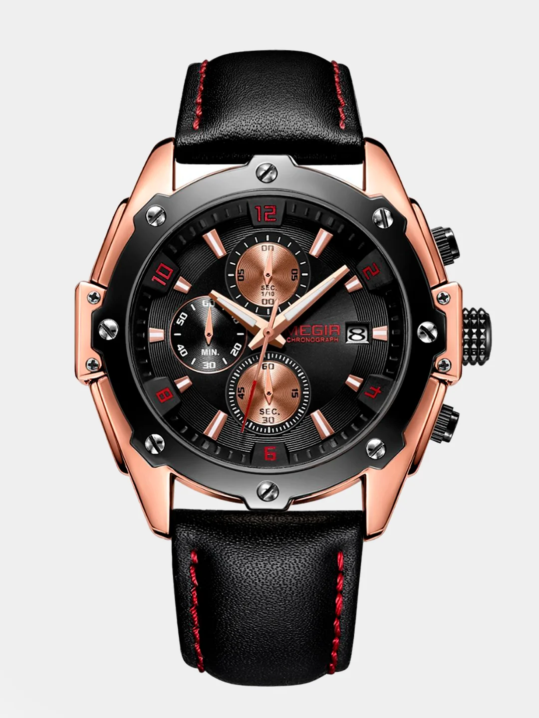 Бронзовый наручные часы Megir ML2092G, с хронографом, мужские, в подарочной упаковке