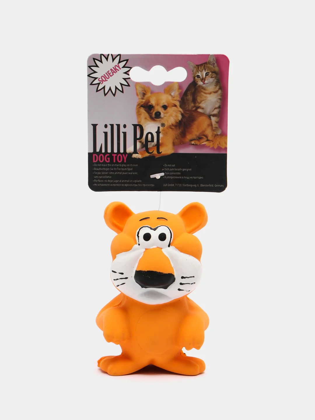 Игрушка, Lilli Pet, веселый тигр с пищалкой, для собак, 11,5 см
