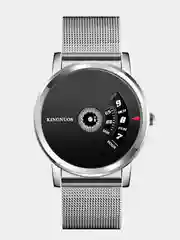 Серый металлик мужские наручные часы KINGNUOS K-1260, в подарочной упаковке