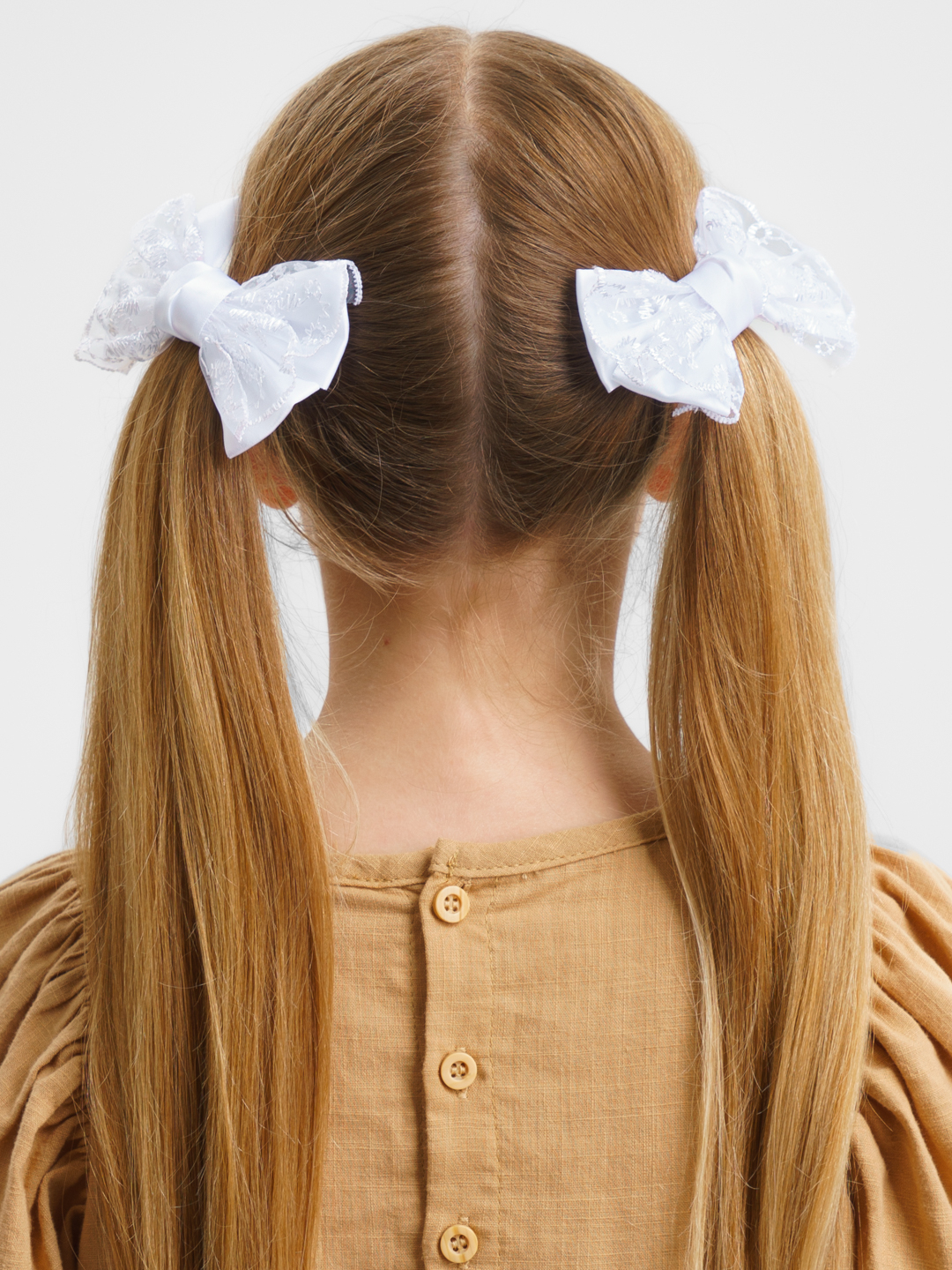 Заколки для волос Банты для школьниц сине-белые с длинными лентами