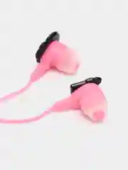 Голубой наушники проводные и значок новогодние, розовые, детские, 1,2 м