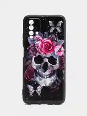 Тёмно-бордовый силиконовый чехол для Xiaomi Redmi 9T (Сяоми Редми 9Т), с принтом, с рисунком
