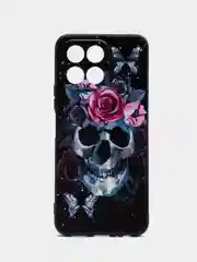 Тёмно-бордовый силиконовый чехол для Honor X6/Honor X8 5G (Хонор Х6/Х8 5г), с принтом, с рисунком