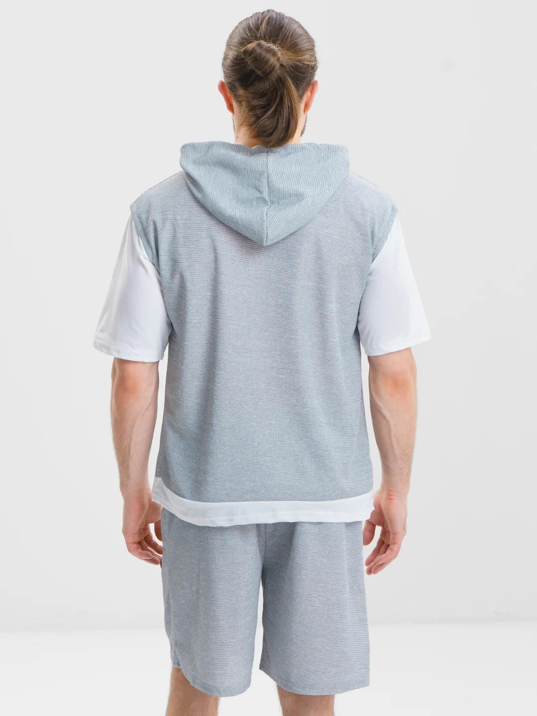 Серый костюм: шорты, футболка, oversize