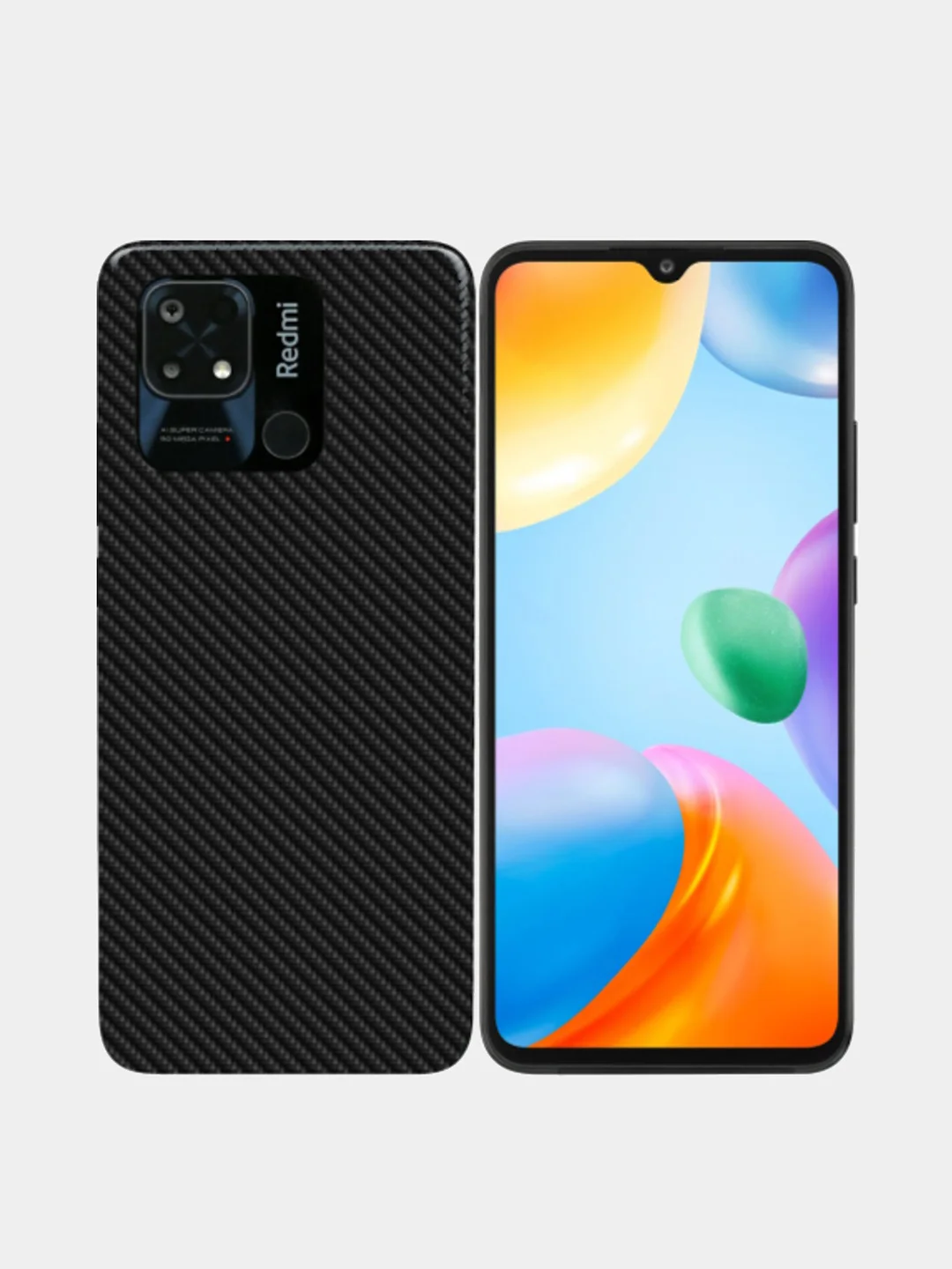 Черный защитная пленка под карбон на Xiaomi Redmi 9/9A/9C/9T/10/10C/10/A12/12C/A1+/A2/A2 + назад