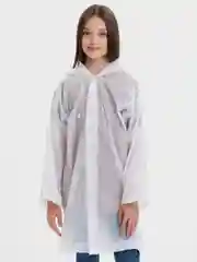 Белый дождевик детский, с капюшоном, для мальчика и девочки