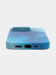 Лазурный чехол MagSafe для iPhone 14 Pro кожаный BROSCORP с защитой камер, микрофиброй, экокожа