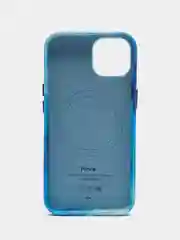 Лазурный чехол MagSafe для iPhone 14 кожаный BROSCORP с бортиком защитой камер микрофиброй, экокожа