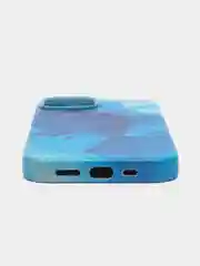Лазурный чехол MagSafe для iPhone 14 кожаный BROSCORP с бортиком защитой камер микрофиброй, экокожа