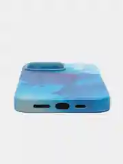 Лазурный чехол MagSafe для iPhone 14 Pro Max кожаный BROSCORP с защитой камер, микрофиброй, экокожа