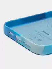 Лазурный чехол MagSafe для iPhone 14 Pro Max кожаный BROSCORP с защитой камер, микрофиброй, экокожа