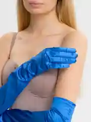 Синий атласные перчатки, удлиненные, выше локтя, 16 цветов