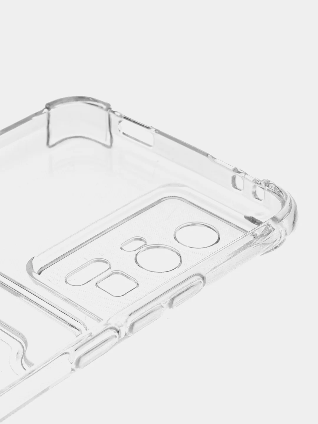 Прозрачный чехол для Xiaomi Poco F5 Pro противоударный BROSCORP с карманом для карт усиленными углами