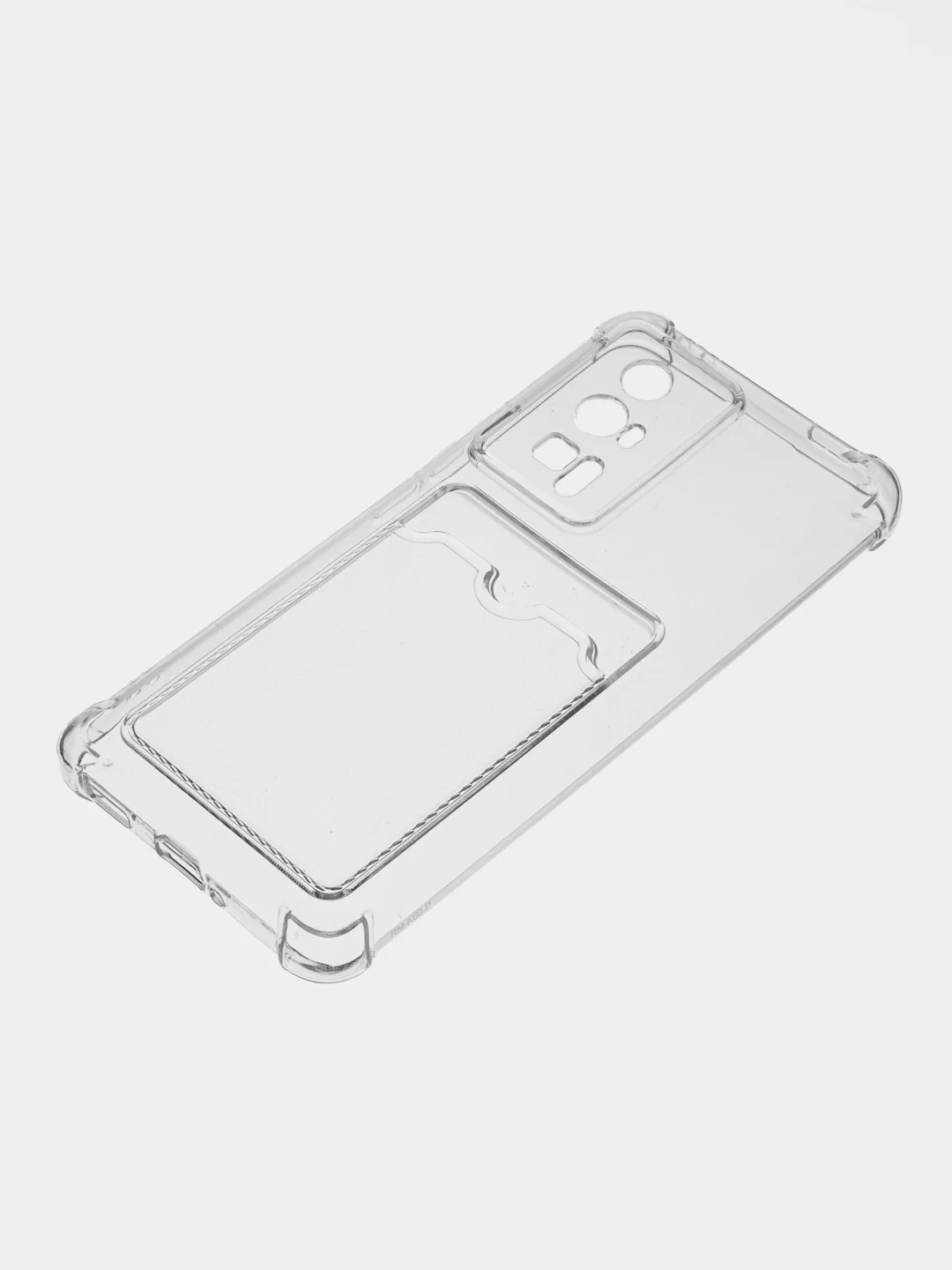 Прозрачный чехол для Xiaomi Poco F5 Pro противоударный BROSCORP с карманом для карт усиленными углами