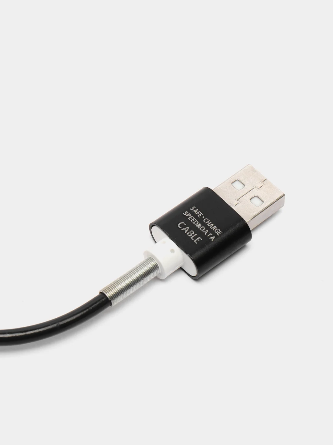 Кабель LuazON, micro USB - USB, 1 А, 1 м, силиконовый, защитная пружина, чёрный
