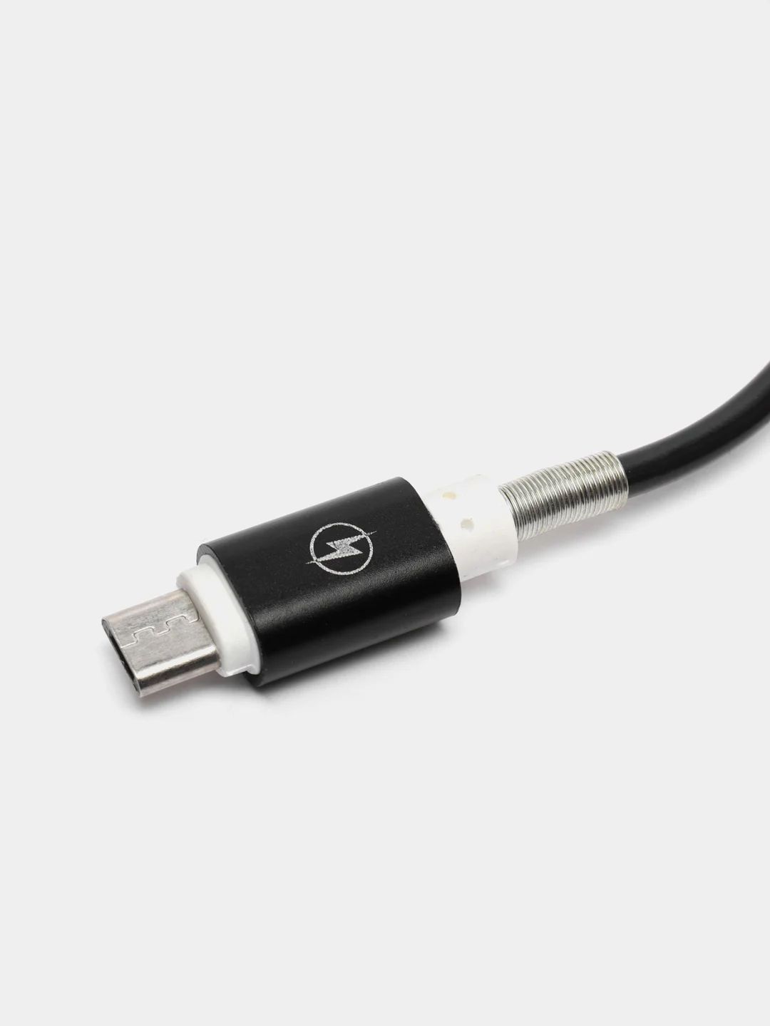 Кабель LuazON, micro USB - USB, 1 А, 1 м, силиконовый, защитная пружина, чёрный