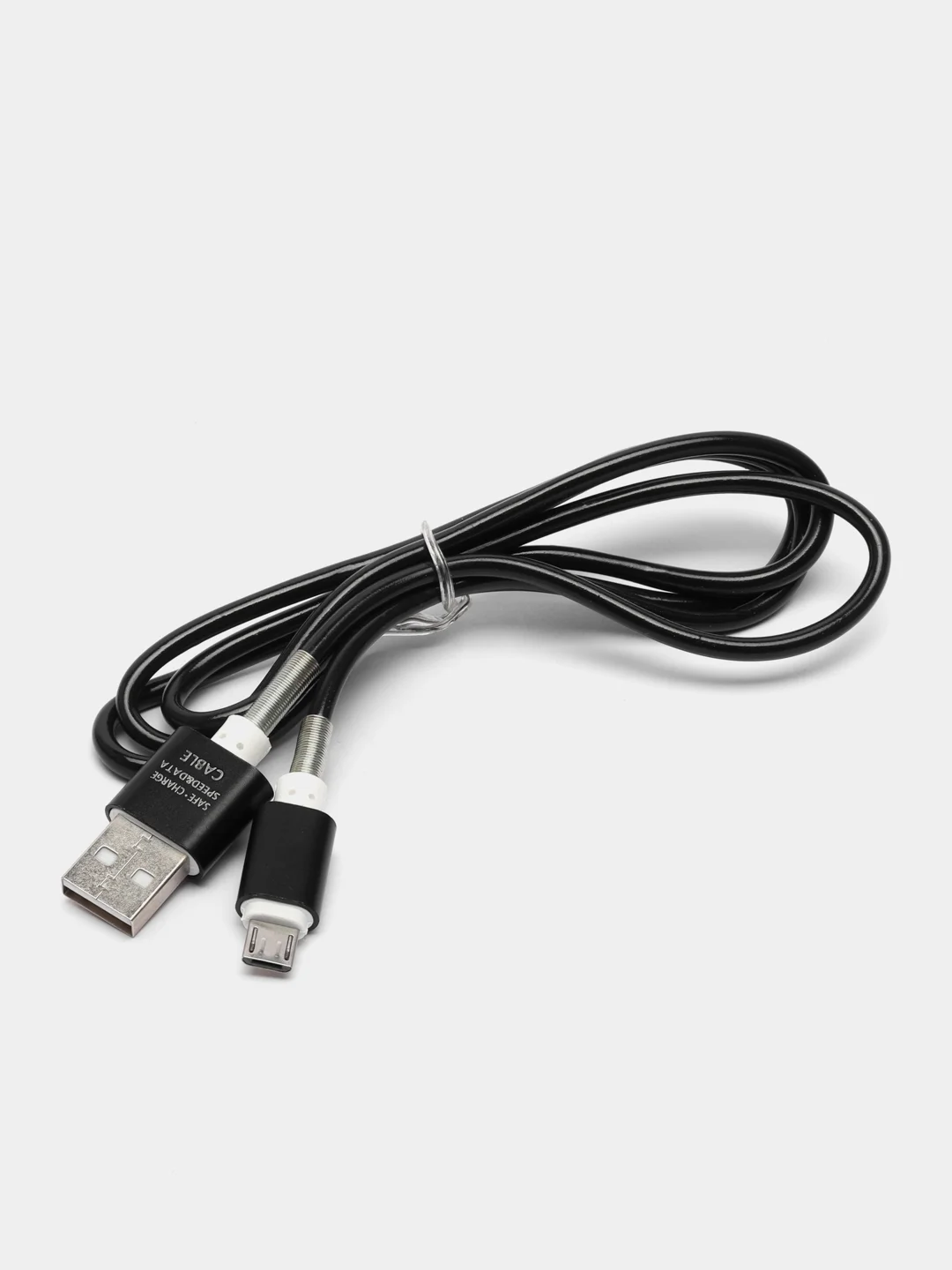 Кабель LuazON, micro USB - USB, 1 А, 1 м, силиконовый, защитная пружина, чёрный