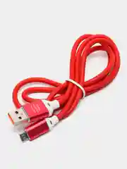 Кабель LuazON, micro USB - USB, 1 А, 1 м, силиконовый, штекер металл, красный