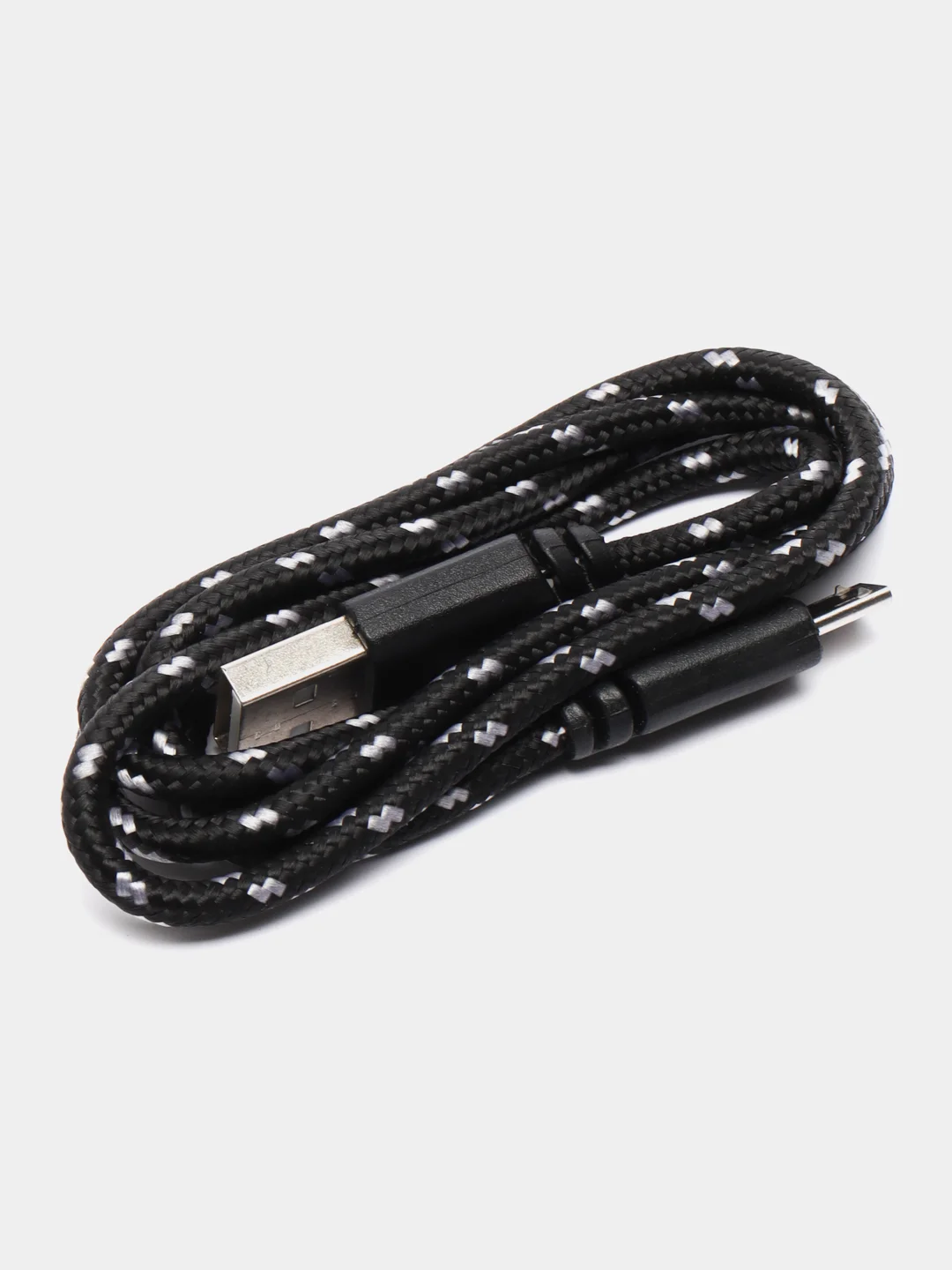 Кабель LuazON, microUSB - USB, 1 А, 1 м, оплётка нейлон, чёрный