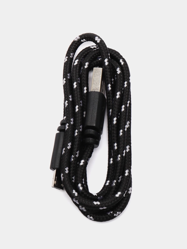 Кабель LuazON, microUSB - USB, 1 А, 1 м, оплётка нейлон, чёрный
