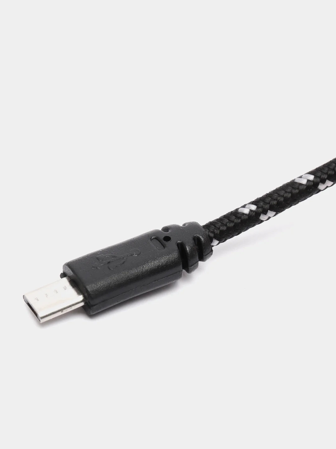 Кабель LuazON, microUSB - USB, 1 А, 1 м, оплётка нейлон, чёрный