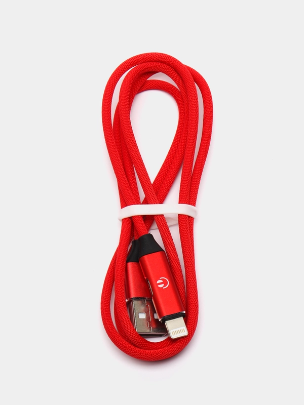 Кабель LuazON, Lightning - USB, 1 А, 1 м, разъем для наушников, красный