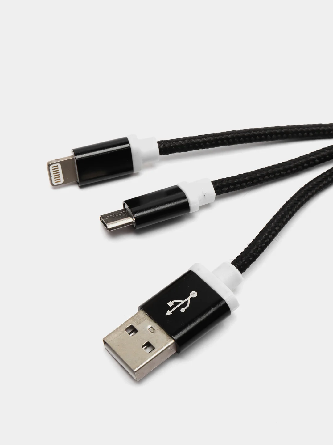 Кабель 2 в 1 LuazON, microUSB/Lightning - USB, 1 А, в виде брелка, черный
