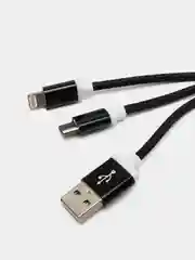 Кабель 2 в 1 LuazON, microUSB/Lightning - USB, 1 А, в виде брелка, черный