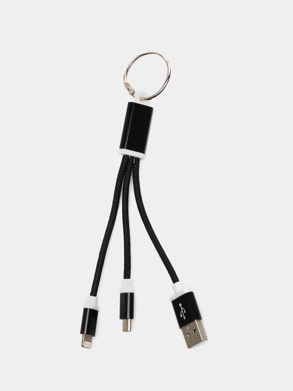 Кабель 2 в 1 LuazON, microUSB/Lightning - USB, 1 А, в виде брелка, черный