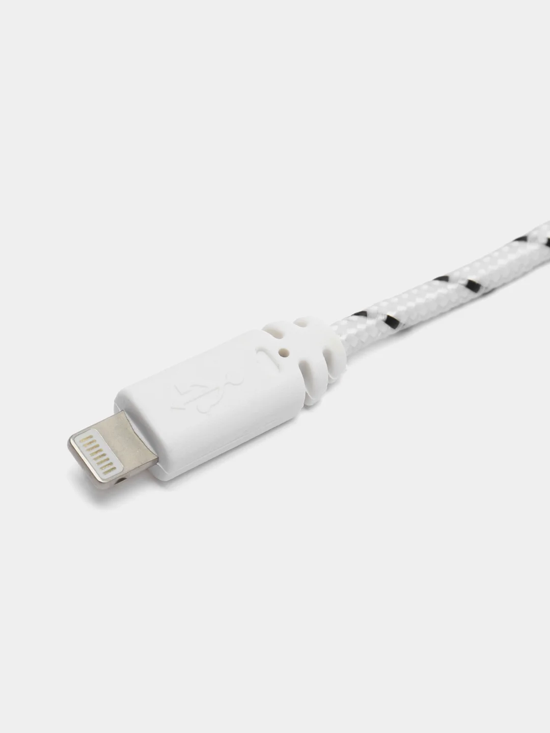 Кабель LuazON, Lightning - USB, 1 А, 1 м, оплётка нейлон, черно-белый