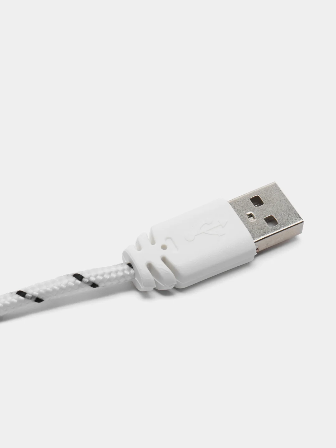 Кабель LuazON, Lightning - USB, 1 А, 1 м, оплётка нейлон, черно-белый