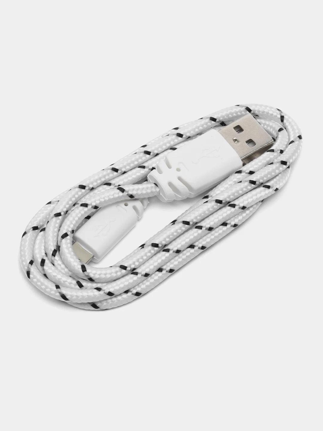 Кабель LuazON, Lightning - USB, 1 А, 1 м, оплётка нейлон, черно-белый